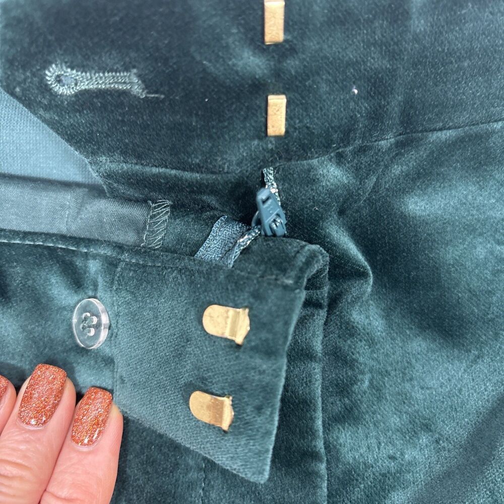J Crew Kallie Pant Emerald Green Size 6 Velvet Velveteen Chino Holiday Festive - Picture 4 of 9